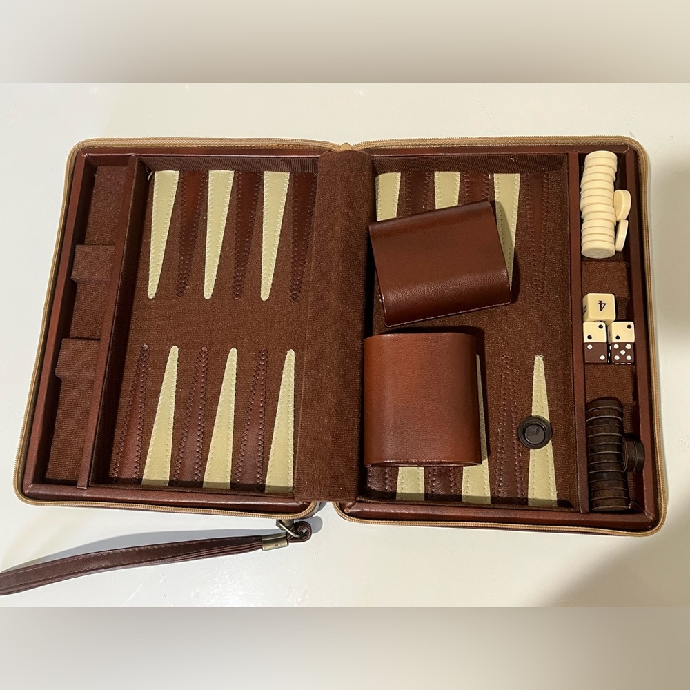 Faux Leather Backgammon Set
